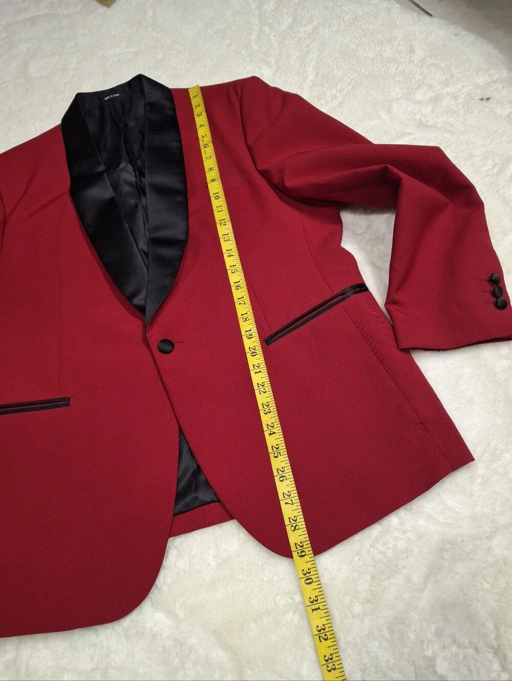 Egara Red and Black Satin Shawl Collar Tuxedo Dinner Jacket  Men Size 42S